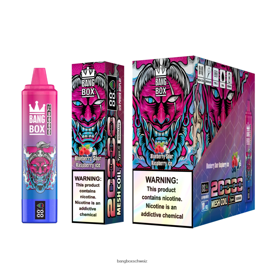 Bang Box Schweiz 26T82H55 Blaubeer-Sauer-Himbeereis | Bang Box 20.000 Züge intelligenter Bildschirm