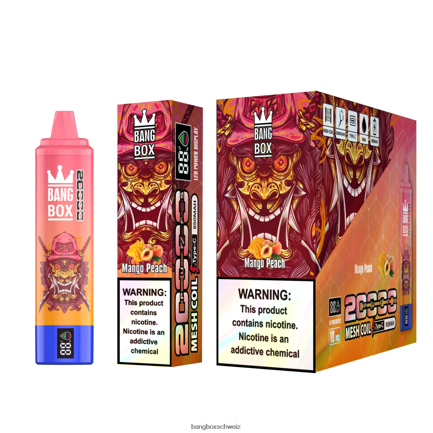 Bang Box Vape Kaufen 26T82H58 Mango-Pfirsich | Bang Box 20.000 Züge intelligenter Bildschirm