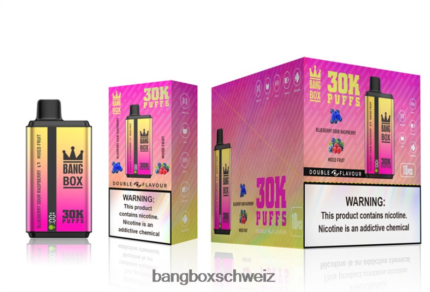 Bang Box Kaufen 26T82H66 Heidelbeere, saure Himbeere und gemischte Früchte | Bang Box 30.000 Züge, zwei Geschmacksrichtungen
