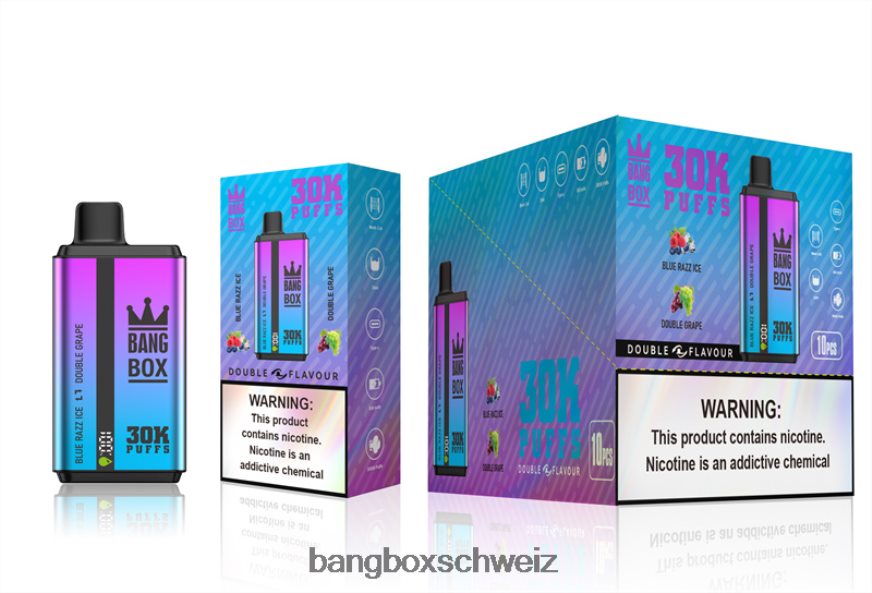 Bang Box Kaufen 26T82H72 Blue Razz Ice und Double Grape | Bang Box 30.000 Züge, zwei Geschmacksrichtungen