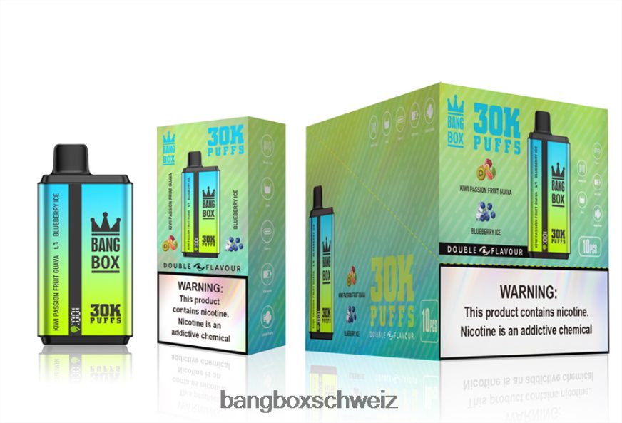 Bang Box Preis 26T82H65 Kiwi, Passionsfrucht, Guave und Blaubeereis | Bang Box 30.000 Züge, zwei Geschmacksrichtungen