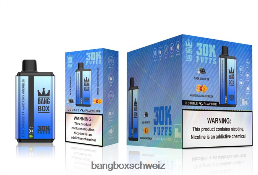 Bang Box Preis 26T82H71 Black Dragon Ice und Mango-Pfirsich-Wassermelone | Bang Box 30.000 Züge, zwei Geschmacksrichtungen