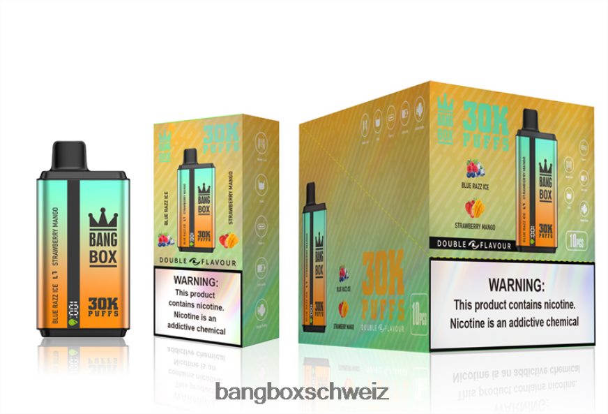 Bang Box Schweiz 26T82H73 Blue Razz Ice und Erdbeermango | Bang Box 30.000 Züge, zwei Geschmacksrichtungen