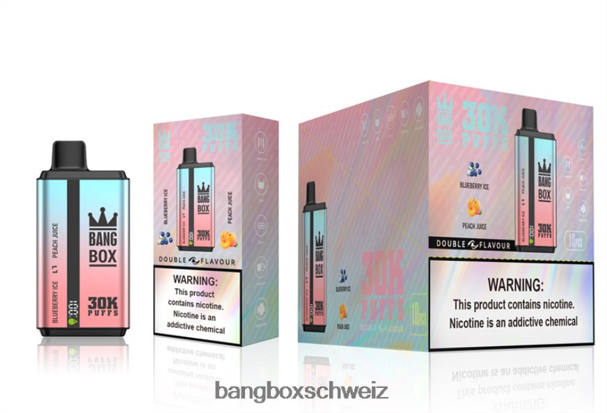 Bang Box Vape 26T82H63 Blaubeereis und Pfirsichsaft | Bang Box 30.000 Züge, zwei Geschmacksrichtungen