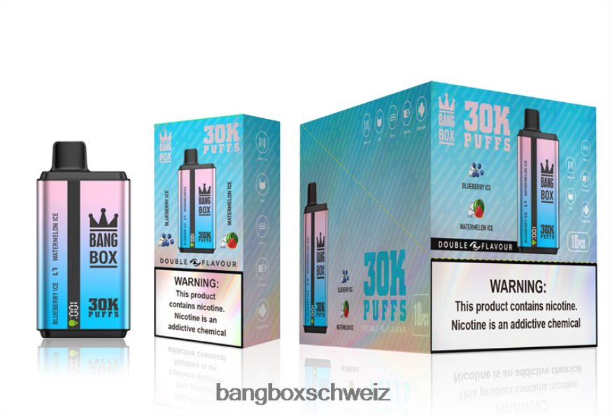 Bang Box Vape 26T82H69 Blaubeereis und Wassermeloneneis | Bang Box 30.000 Züge, zwei Geschmacksrichtungen