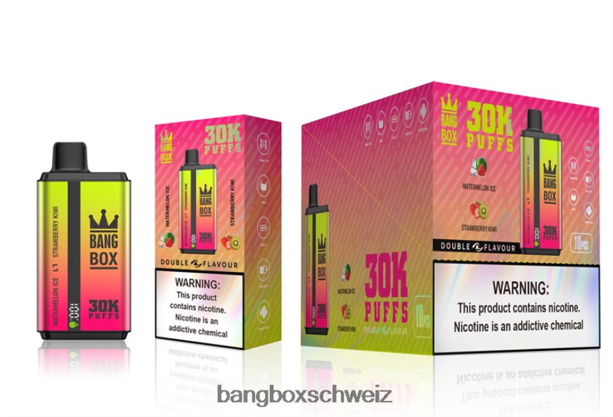 Bang Box Zürich 26T82H62 Wassermeloneneis und Erdbeerkiwi | Bang Box 30.000 Züge, zwei Geschmacksrichtungen