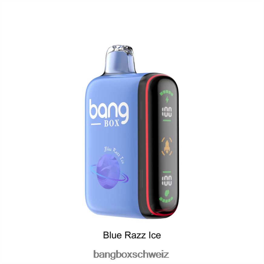 Bang Box Zürich 26T82H26 blaues Razz-Eis | Bang Box 9000–18000 Züge, intelligente Leistungsanzeige