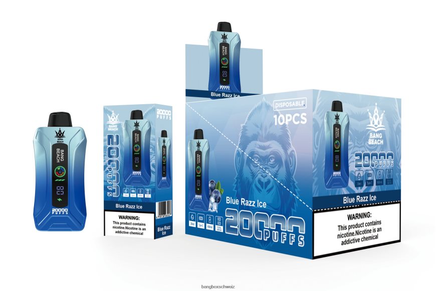 Bang Box Preis 26T82H11 blaues Razz-Eis | Bang Beach 20000 Züge Smart Screen Vape