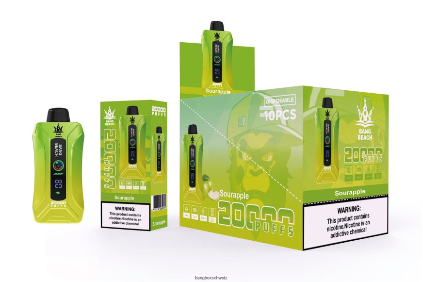 Bang Box Schweiz 26T82H1 saurer Apfel | Bang Beach 20000 Züge Smart Screen Vape