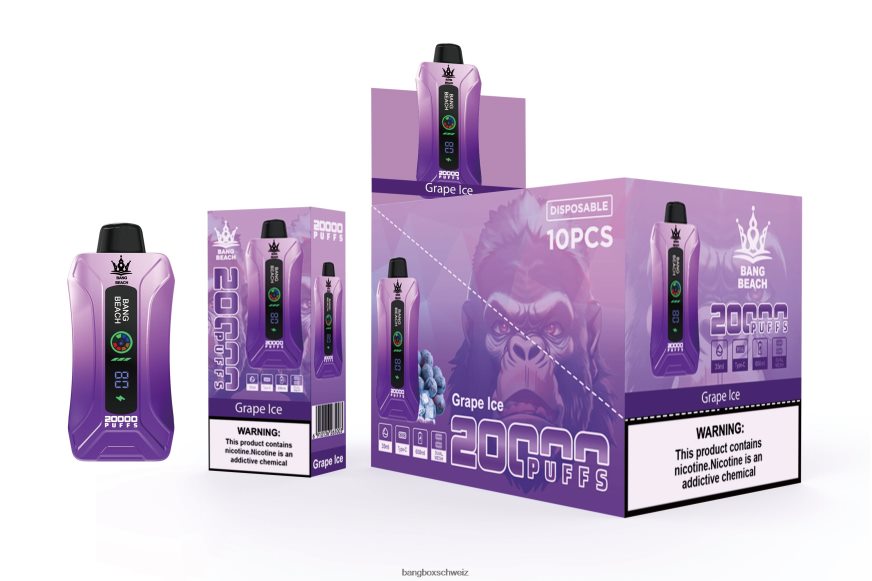 Bang Box Vape Kaufen 26T82H10 Traubeneis | Bang Beach 20000 Züge Smart Screen Vape