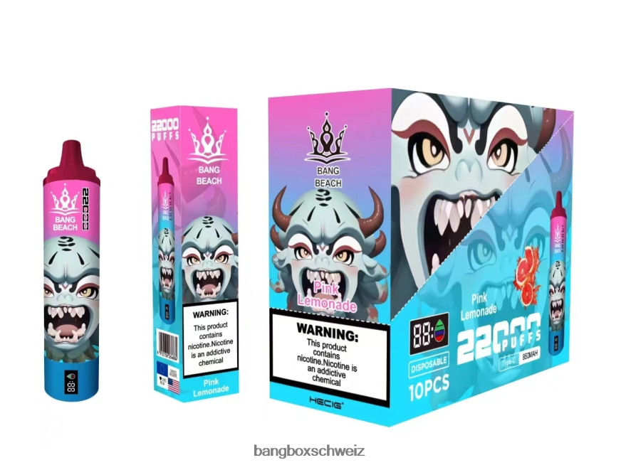 Bang Box Vape 26T82H15 rosa Limonade | Bang Beach 22000 Züge intelligenter Bildschirm