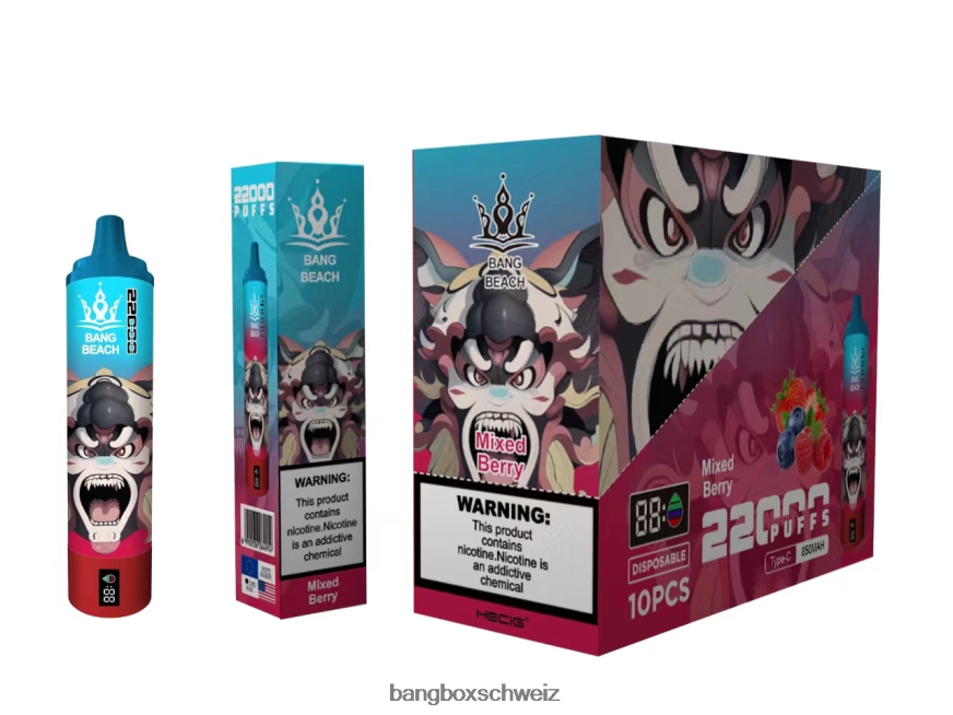 Bang Box Vape 26T82H21 gemischte Beere | Bang Beach 22000 Züge intelligenter Bildschirm